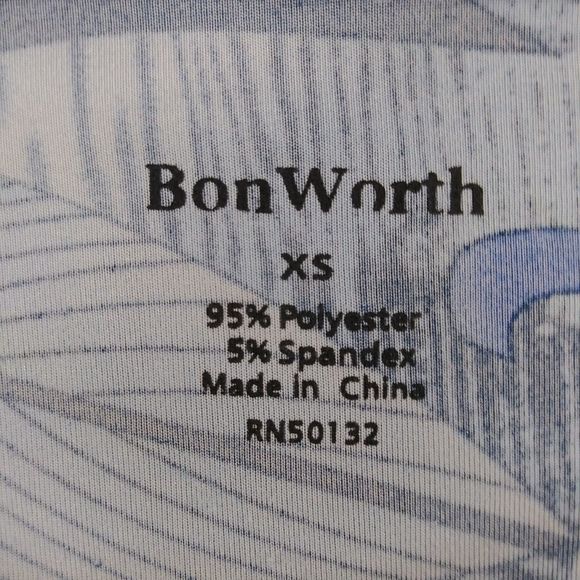 Bon Worth Shirt Womens XS Blue Floral 3/4 Sleeve Blouse - Picture 4 of 5